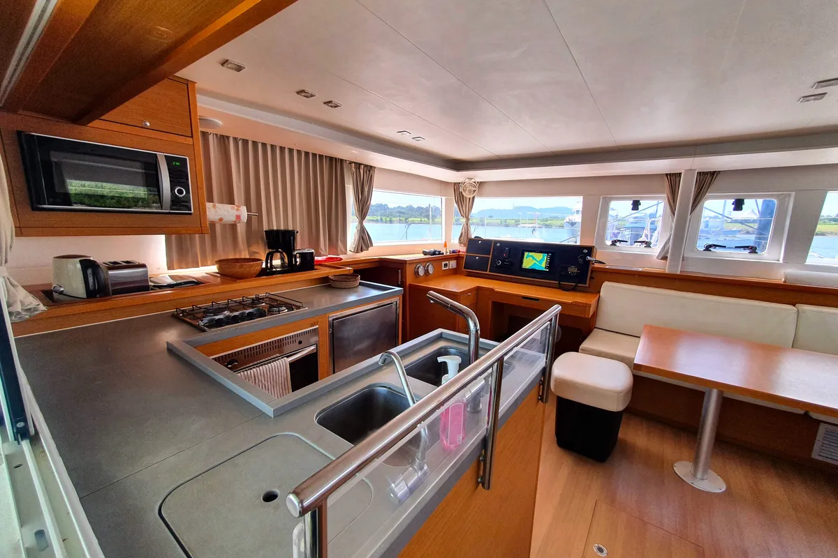 Galley of ArMarg, a Lagoon 450 Fly catamaran at Baan Salak Phet, Thailand