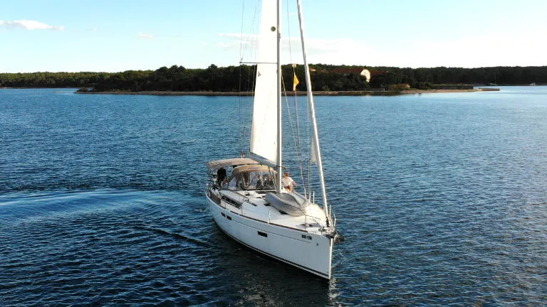 Salon of Perla, a Jeanneau Sun Odyssey 479 sailboat at Punat, Croatia