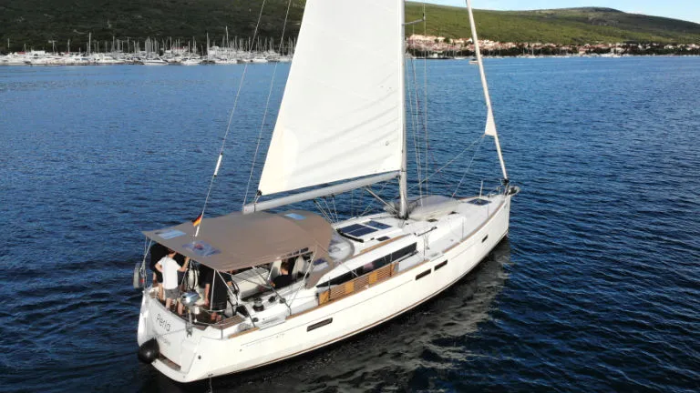 Salon of Perla, a Jeanneau Sun Odyssey 479 sailboat at Punat, Croatia