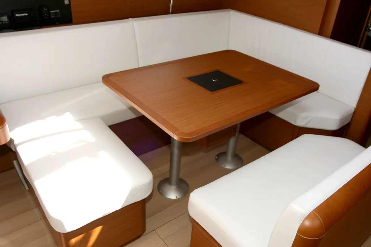 Salon of Perla, a Jeanneau Sun Odyssey 479 sailboat at Punat, Croatia