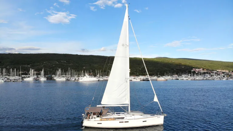 Exterior view of Perla, a Jeanneau Sun Odyssey 479 sailboat at Punat, Croatia