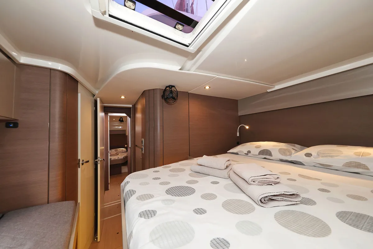 Cabin on Dragonfly, a Bali Catspace catamaran at Grad Biograd na Moru, Croatia