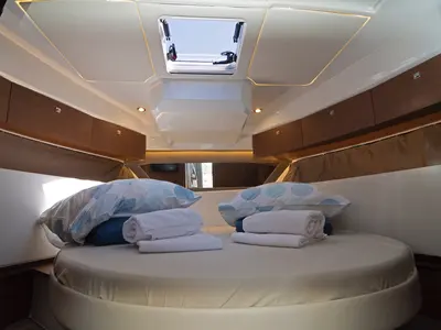 Cabin on Renatus, a Jeanneau Merry Fisher 1095 motorboat at Zadar, Croatia