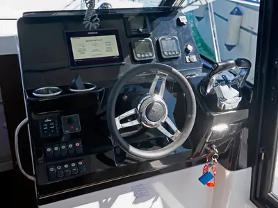 Cockpit of Renatus, a Jeanneau Merry Fisher 1095 motorboat at Zadar, Croatia