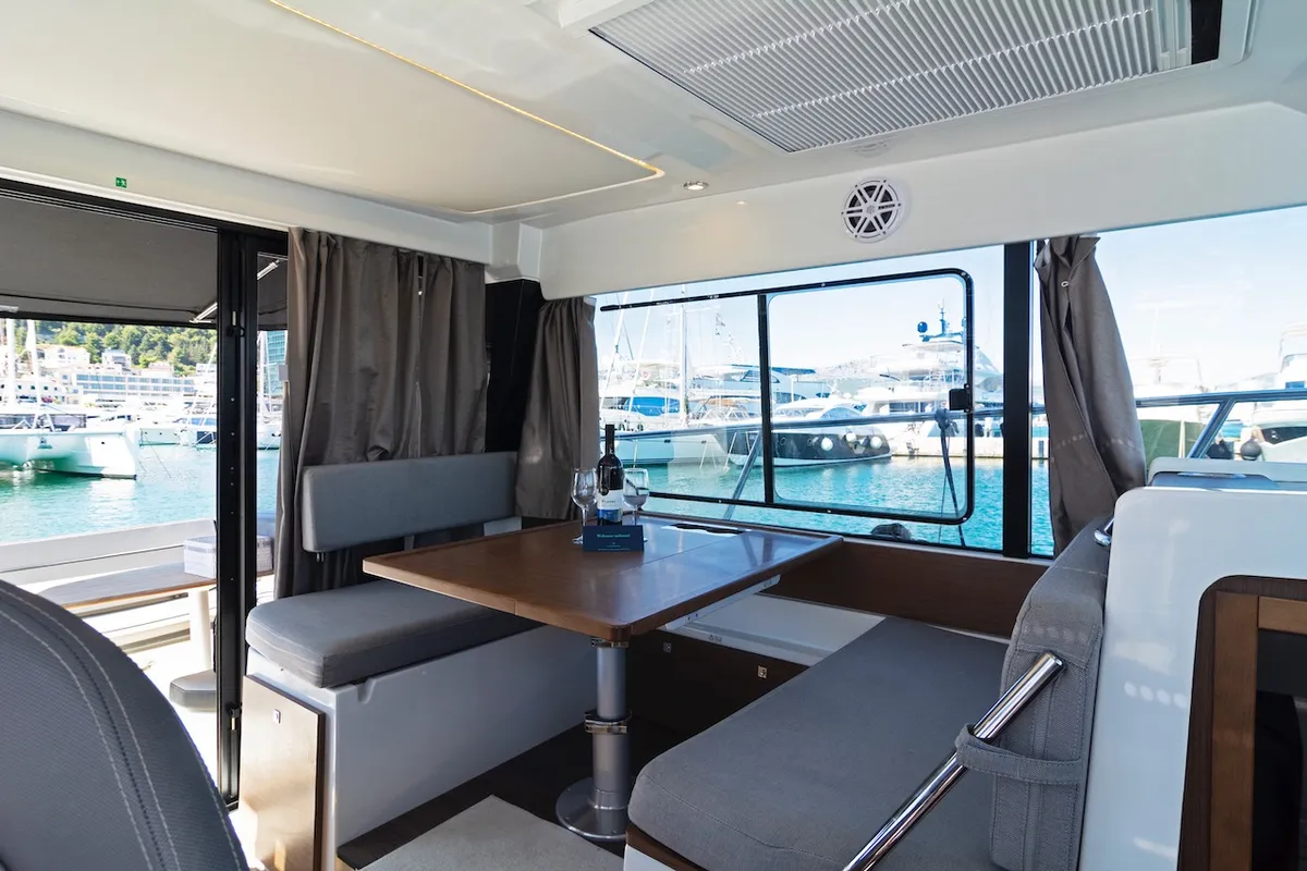 Salon of Renatus, a Jeanneau Merry Fisher 1095 motorboat at Zadar, Croatia