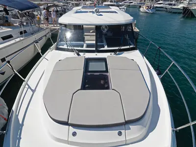 Deck of Renatus, a Jeanneau Merry Fisher 1095 motorboat at Zadar, Croatia
