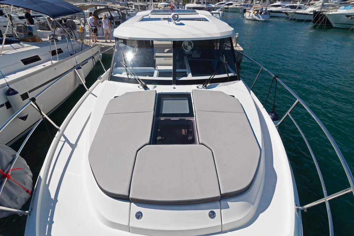 Deck of Renatus, a Jeanneau Merry Fisher 1095 motorboat at Zadar, Croatia