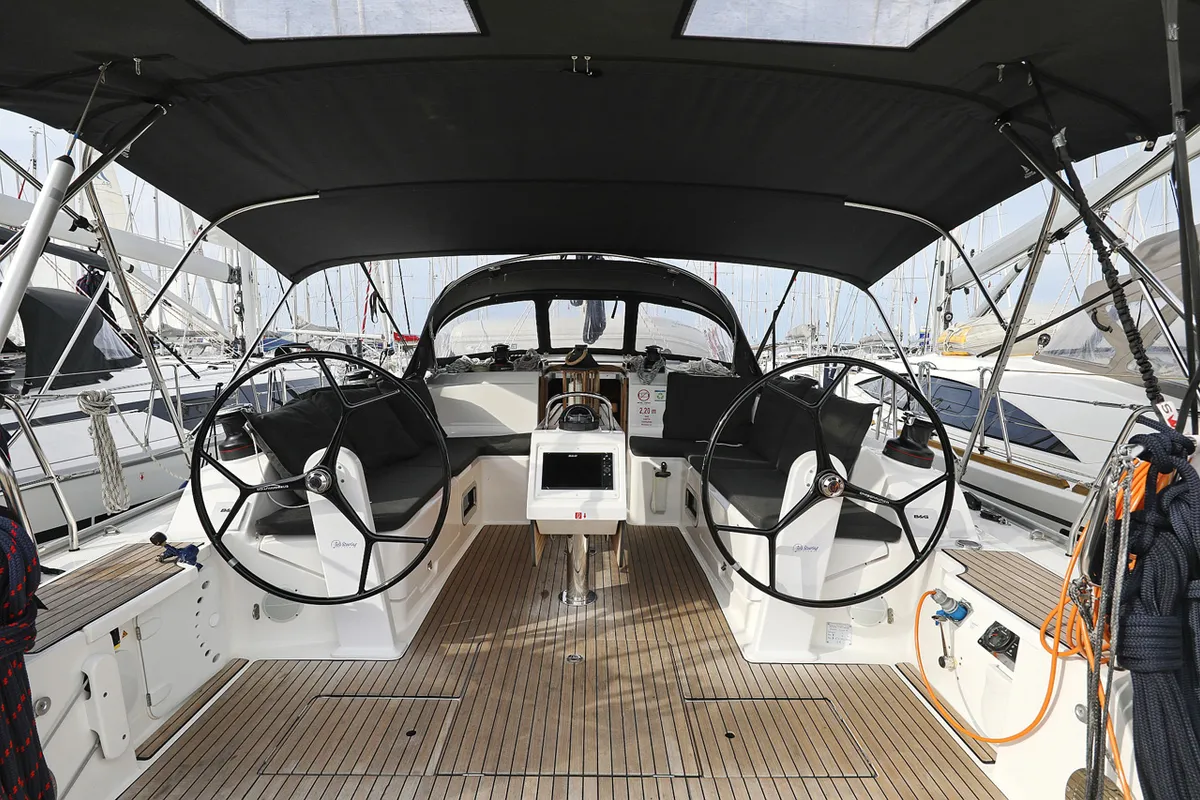 Cockpit of Bella III, a Bavaria Cruiser 46 sailboat at Grad Biograd na Moru, Croatia