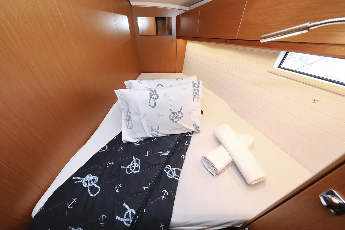 Cabin on Bella III, a Bavaria Cruiser 46 sailboat at Grad Biograd na Moru, Croatia