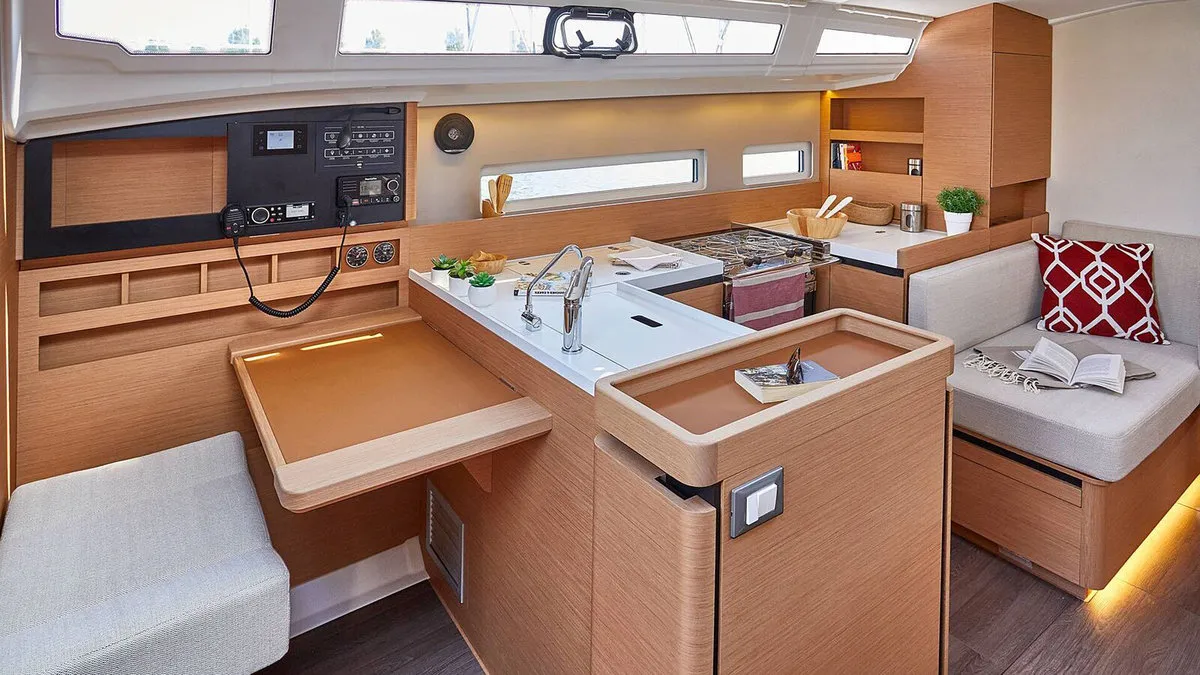Galley of Sunsail 410 Classic, a Jeanneau Sun Odyssey 410 sailboat at Dubrovnik, Croatia