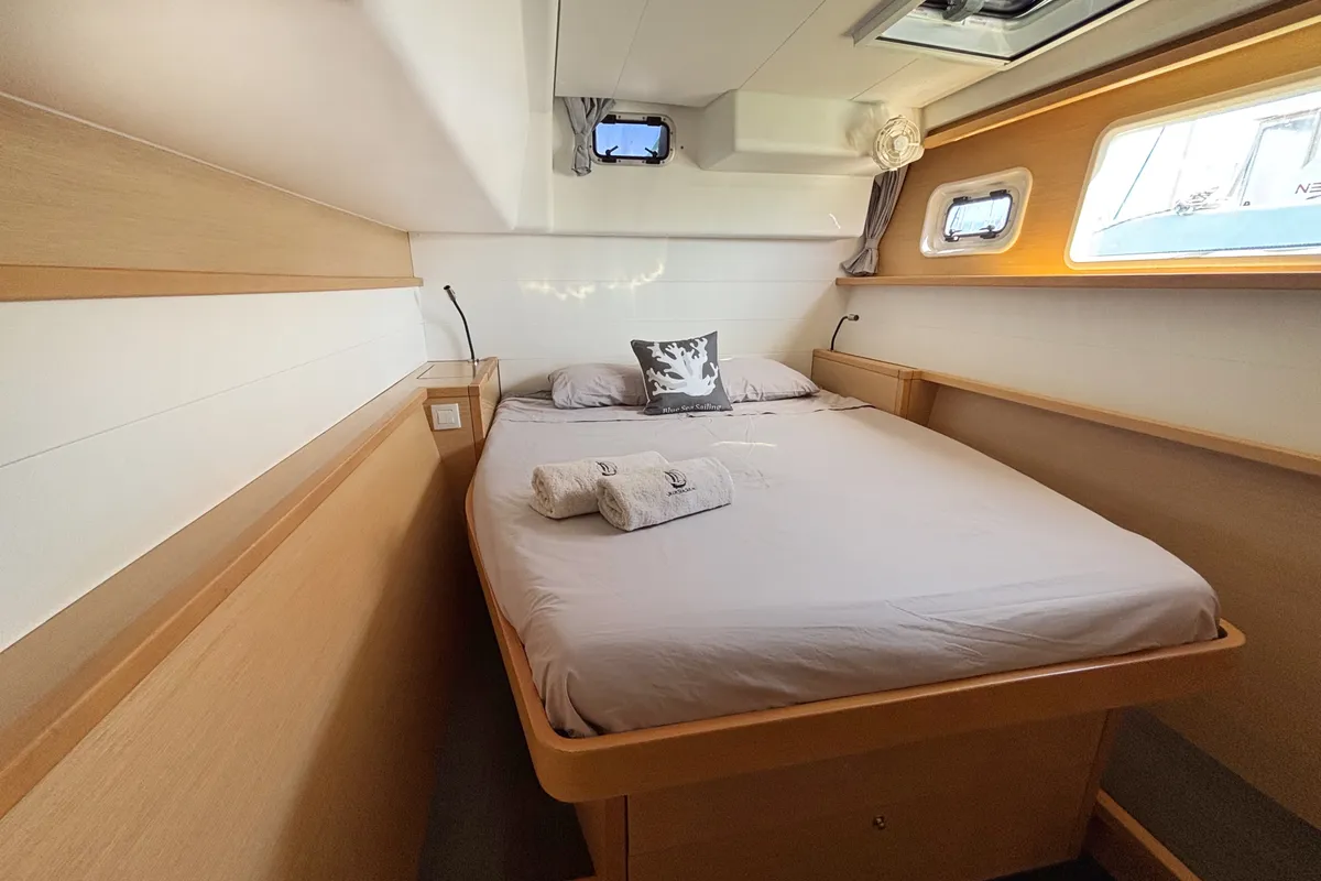 Cabin on Gran Azul, a Lagoon 450 catamaran at Santa Eulària des Riu, Spain