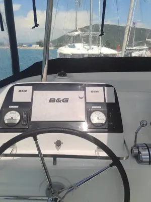 Cockpit of LA MAR, a Lagoon 42 catamaran at Municipal Unit of Lefkada, Greece