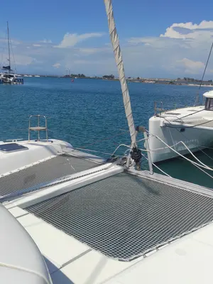 Deck of LA MAR, a Lagoon 42 catamaran at Municipal Unit of Lefkada, Greece