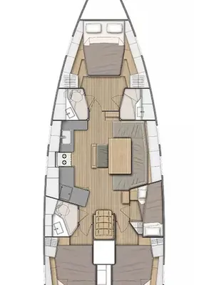 Floor plan of Rewi, a Beneteau Oceanis 46.1 sailboat at Athens, Greece