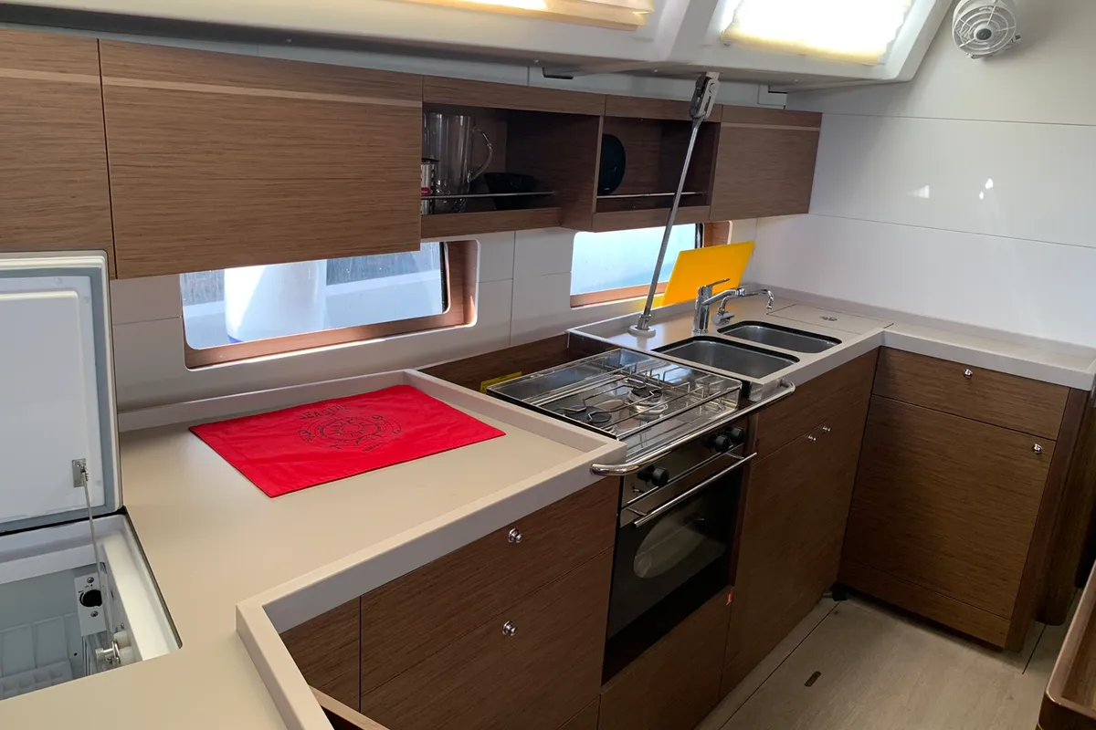 Galley of Amalthia, a Beneteau Oceanis 46.1 sailboat at Municipal Unit of Ellomenos, Greece