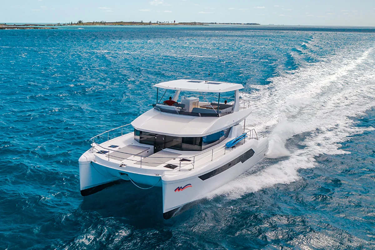 Exterior view of Moorings 534 PC Crewed, a Leopard 53 PC catamaran at Road Town, British Virgin Islands