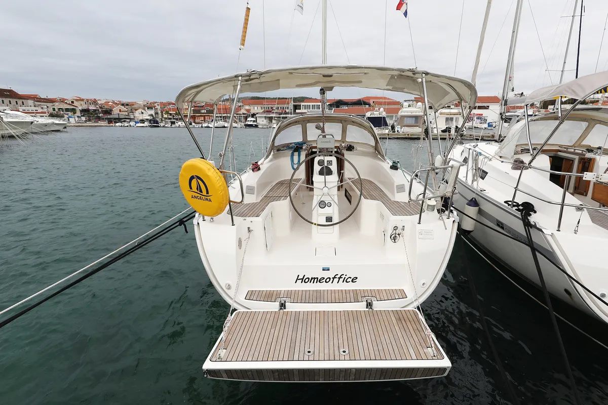 Cockpit of Homeoffice, a Bavaria Cruiser 33 sailboat at Grad Vodice, Croatia