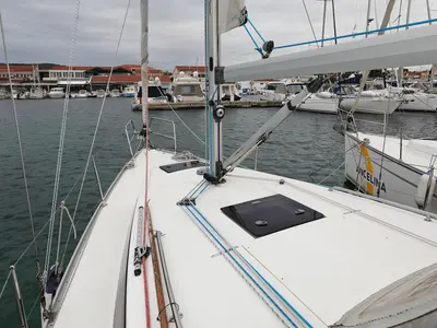 Salon of Homeoffice, a Bavaria Cruiser 33 sailboat at Grad Vodice, Croatia
