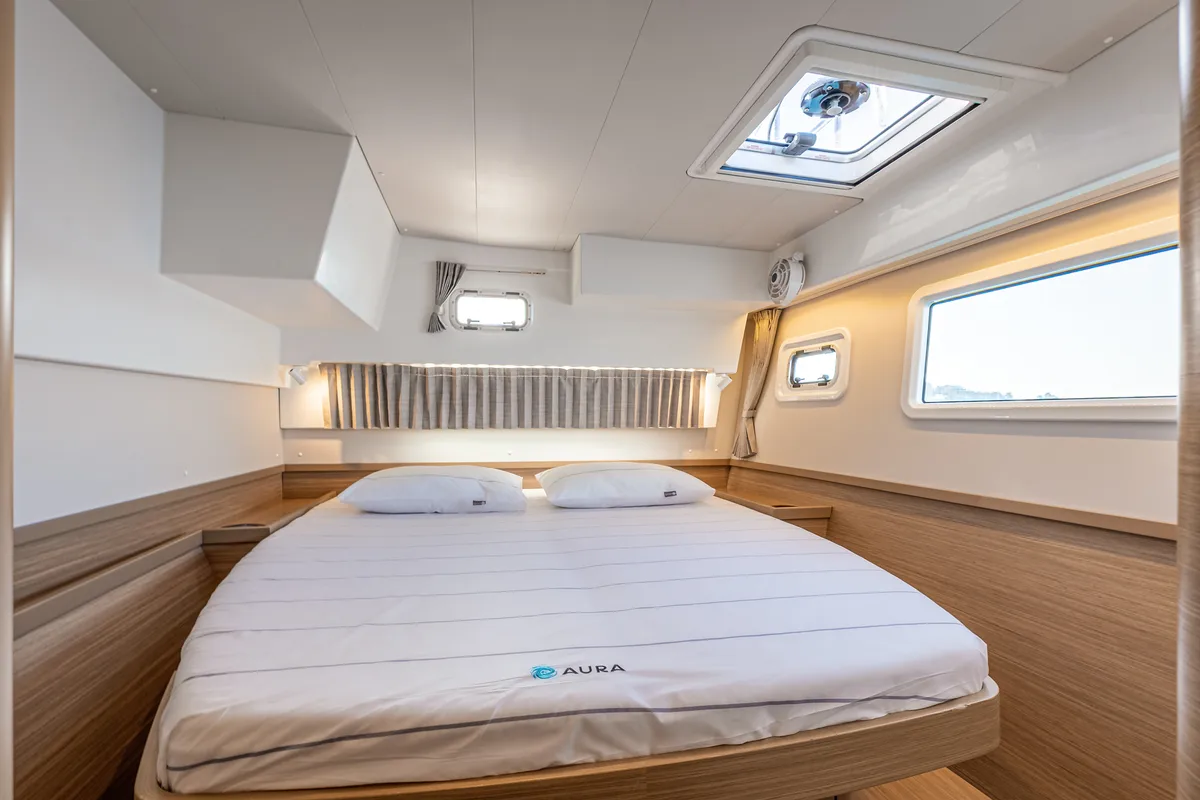 Cabin on AURA, a Lagoon 42 catamaran at Kranidi, Greece