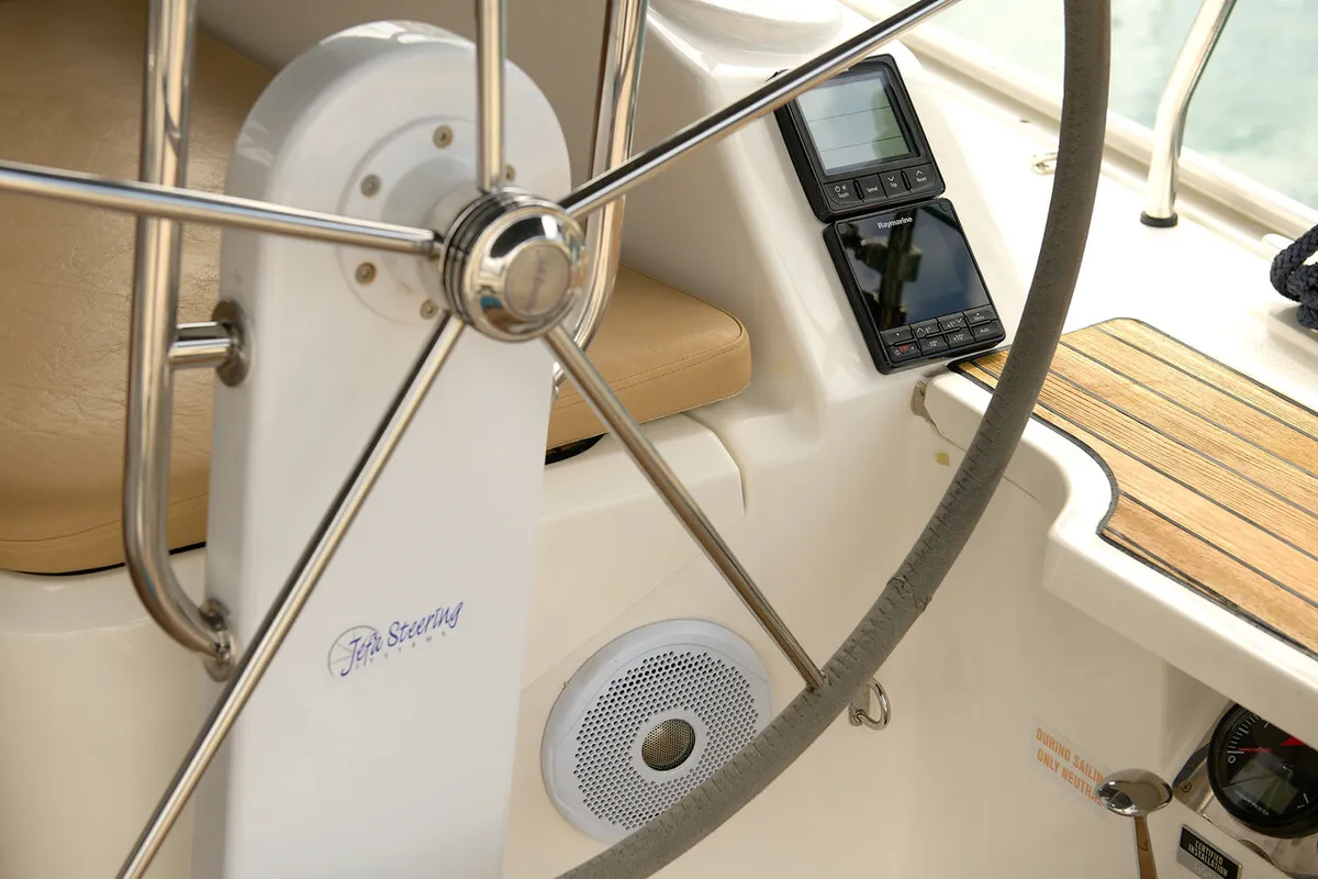 Cockpit of Toni, a Bavaria Cruiser 37 sailboat at Trogir, Croatia