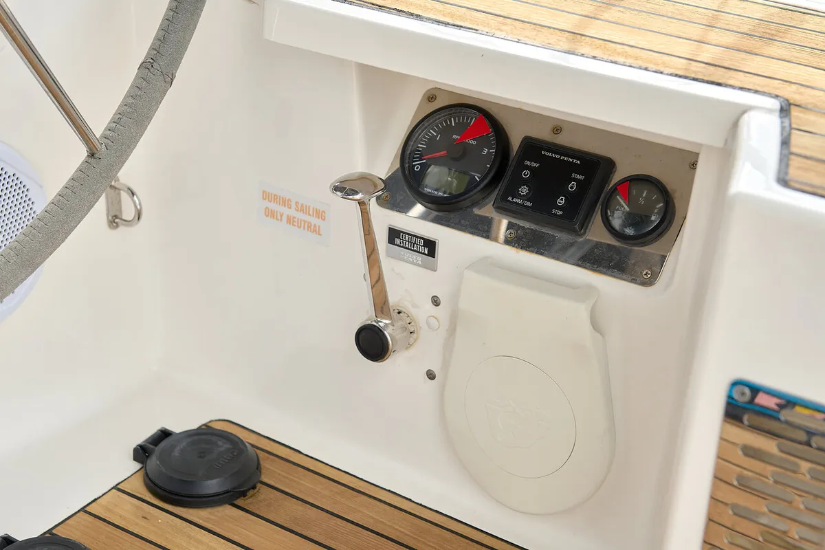 Cockpit of Toni, a Bavaria Cruiser 37 sailboat at Trogir, Croatia