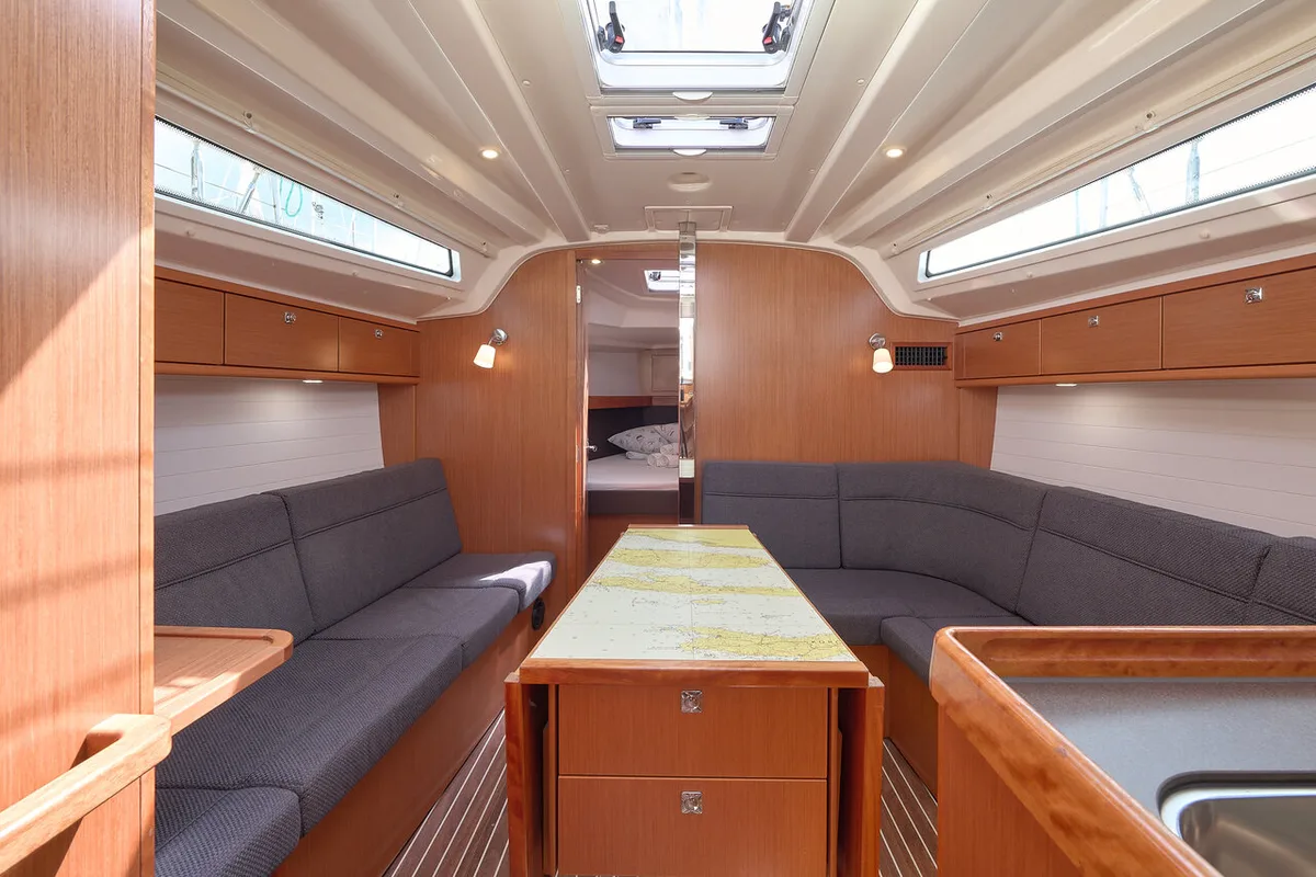 Salon of Toni, a Bavaria Cruiser 37 sailboat at Trogir, Croatia