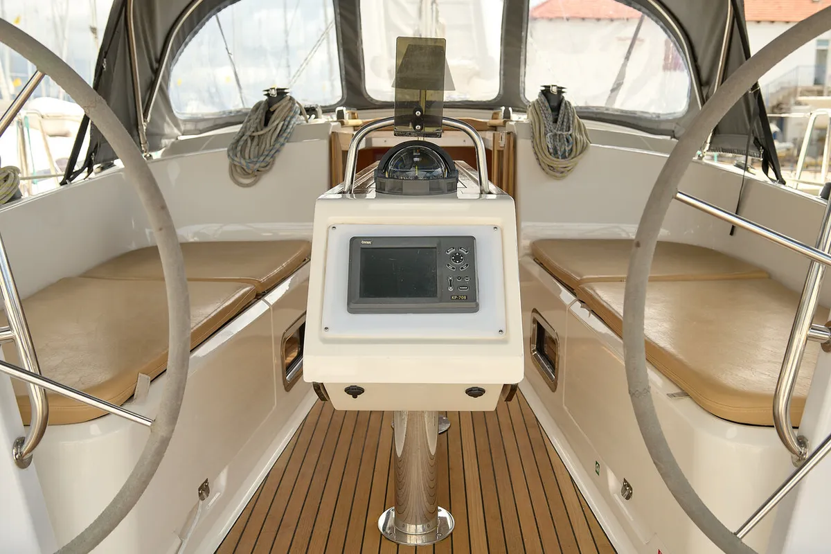 Cockpit of Toni, a Bavaria Cruiser 37 sailboat at Trogir, Croatia