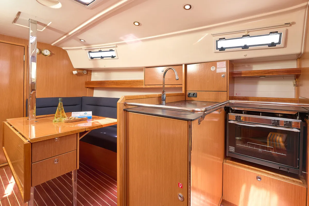Galley of Toni, a Bavaria Cruiser 37 sailboat at Trogir, Croatia