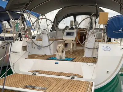 Cockpit of Toni, a Bavaria Cruiser 37 sailboat at Trogir, Croatia