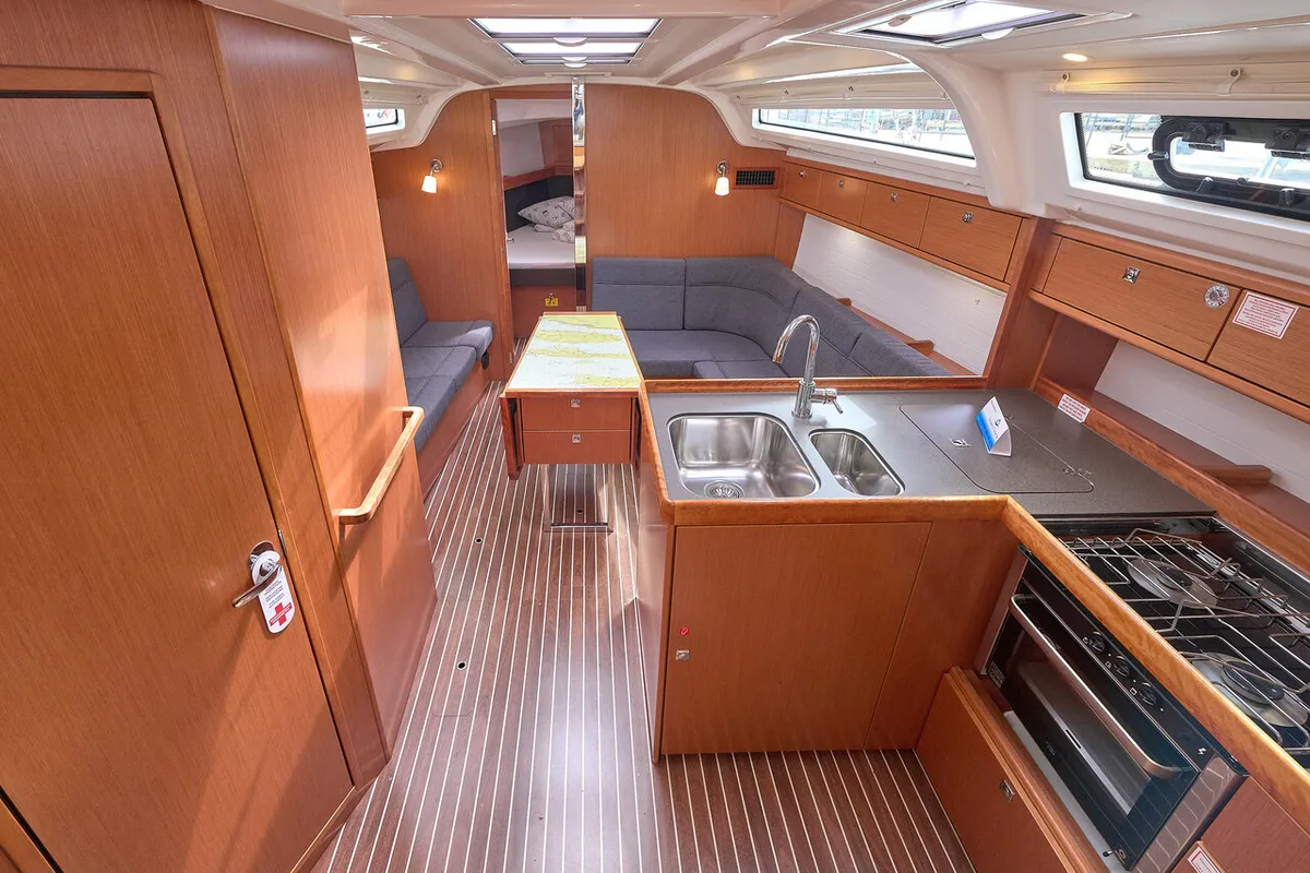 Galley of Toni, a Bavaria Cruiser 37 sailboat at Trogir, Croatia