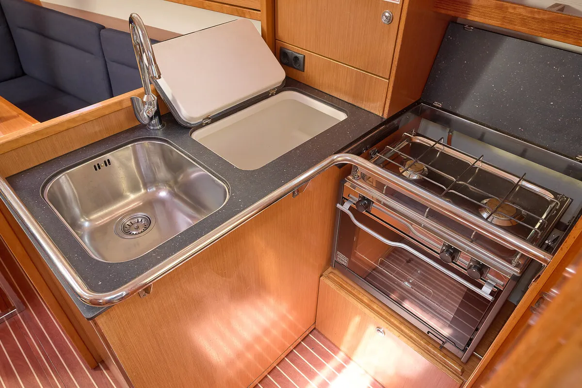 Galley of Toni, a Bavaria Cruiser 37 sailboat at Trogir, Croatia