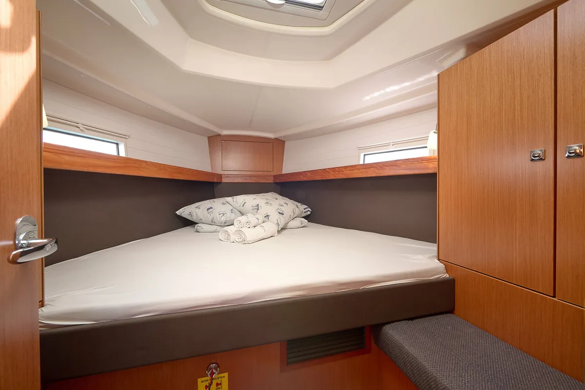 Cabin on Toni, a Bavaria Cruiser 37 sailboat at Trogir, Croatia