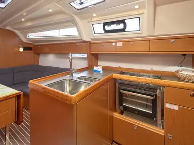 Galley of Toni, a Bavaria Cruiser 37 sailboat at Trogir, Croatia
