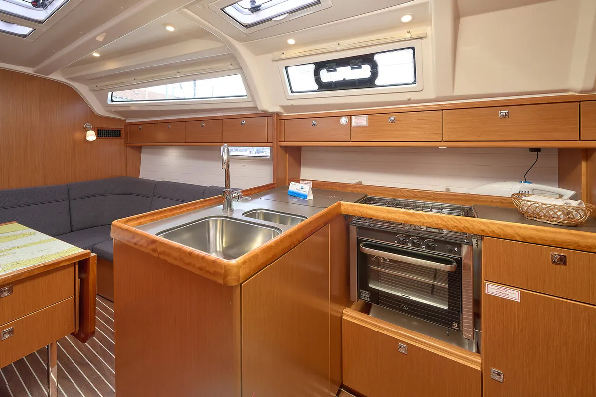 Galley of Toni, a Bavaria Cruiser 37 sailboat at Trogir, Croatia
