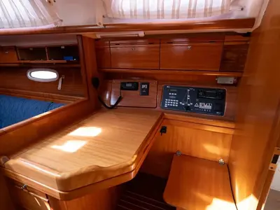Salon of Mr Bojangles, a Bavaria 38 sailboat at Municipal Unit of Palairos, Greece