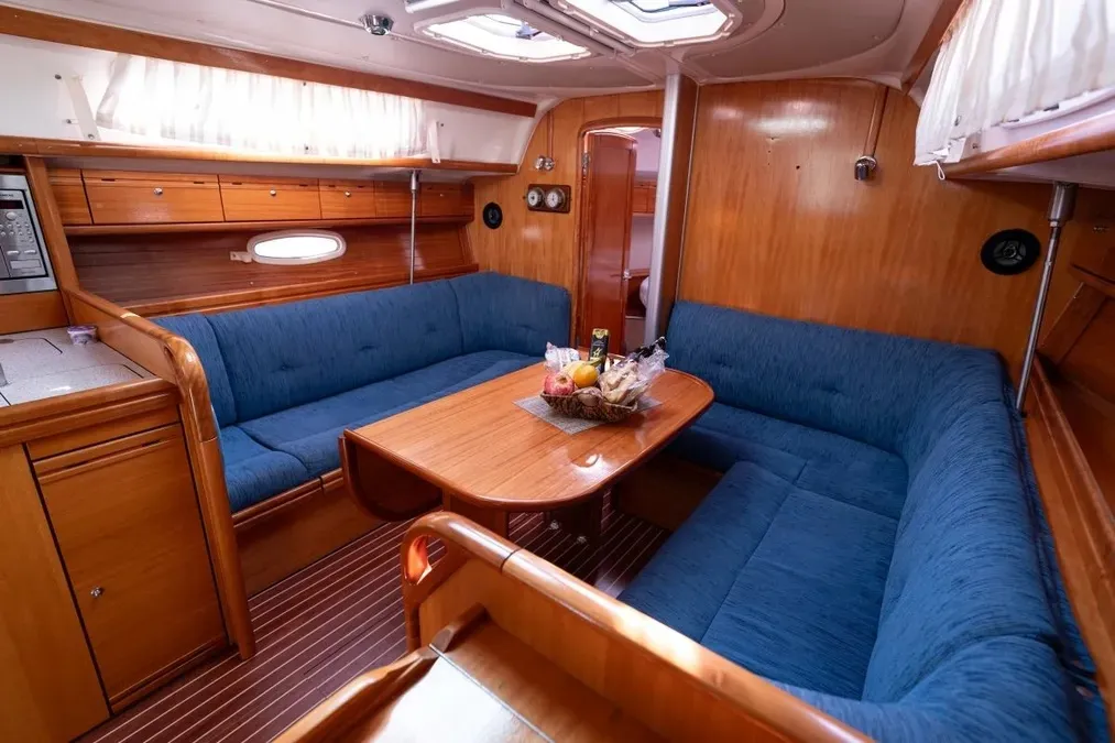 Salon of Mr Bojangles, a Bavaria 38 sailboat at Municipal Unit of Palairos, Greece