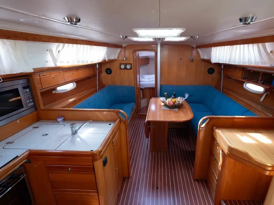 Salon of Mr Bojangles, a Bavaria 38 sailboat at Municipal Unit of Palairos, Greece