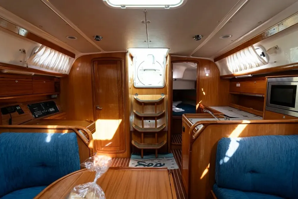 Salon of Mr Bojangles, a Bavaria 38 sailboat at Municipal Unit of Palairos, Greece