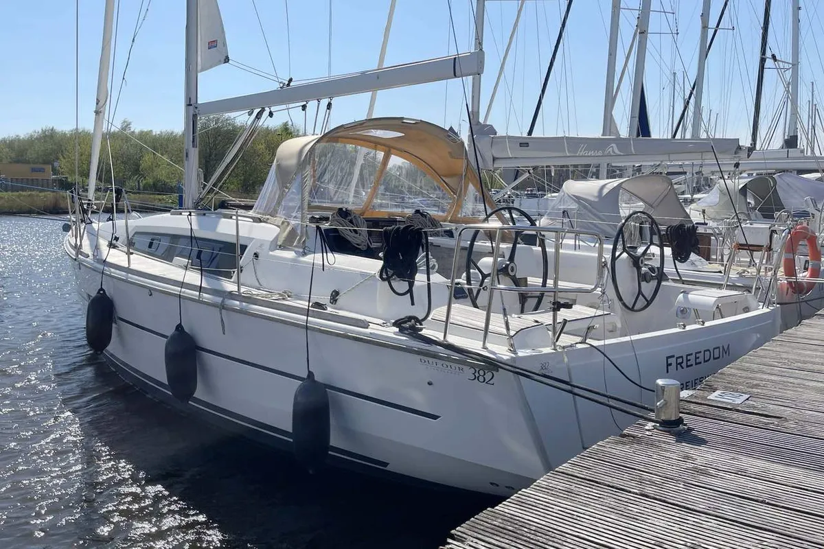 Freedom, a Dufour 382 GL sailboat at Barth, Germany