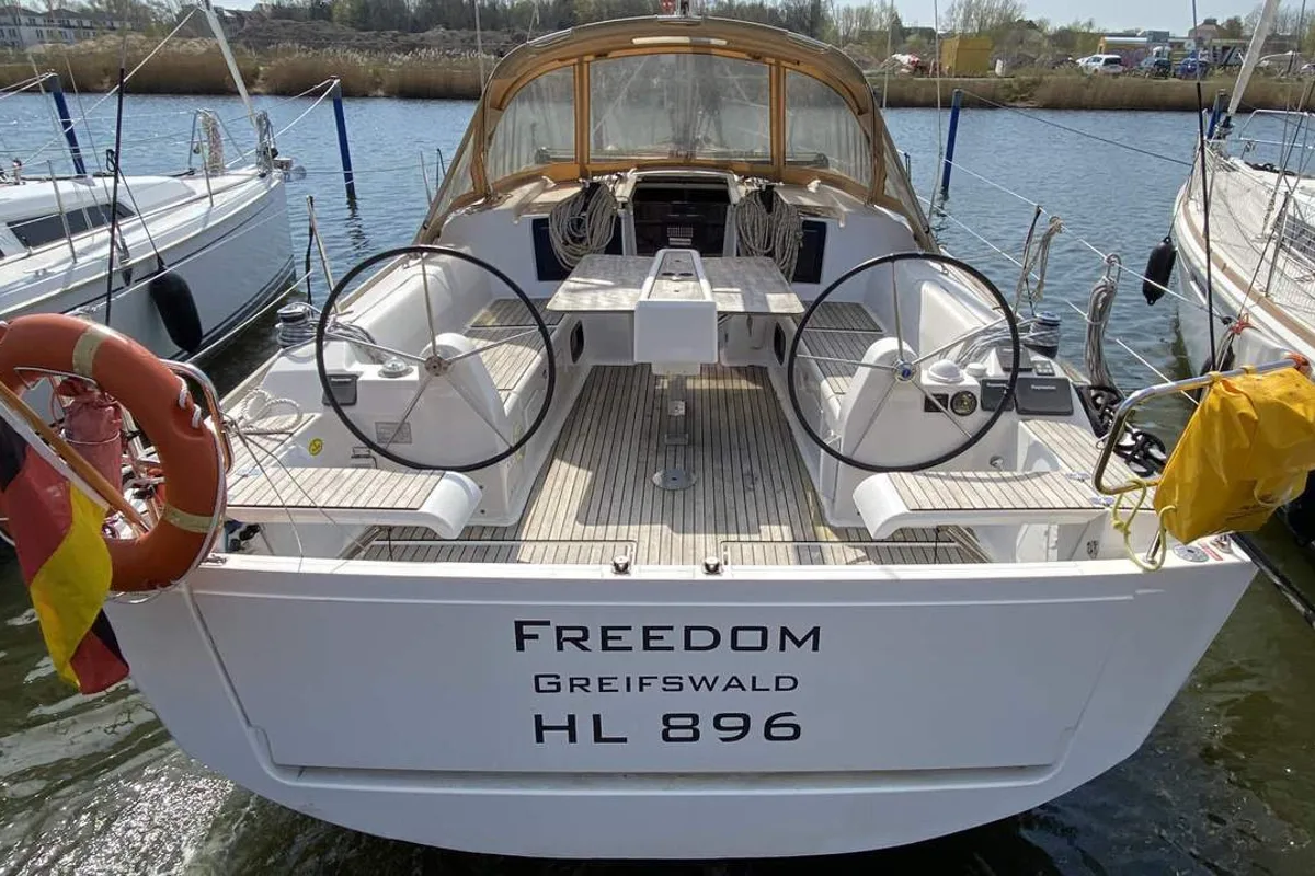 Freedom, a Dufour 382 GL sailboat at Barth, Germany
