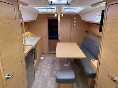 Cabin on Freedom, a Dufour 382 GL sailboat at Barth, Germany