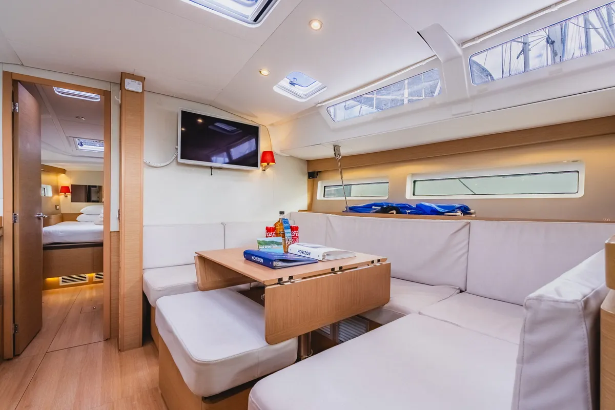 Salon of Hakuna Matata IV, a Jeanneau Sun Odyssey 490 sailboat at Road Town, British Virgin Islands