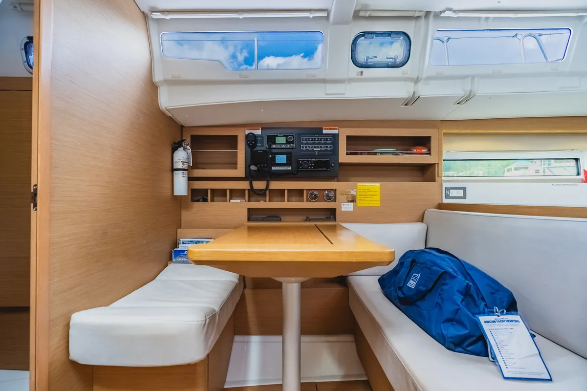 Salon of Hakuna Matata IV, a Jeanneau Sun Odyssey 490 sailboat at Road Town, British Virgin Islands