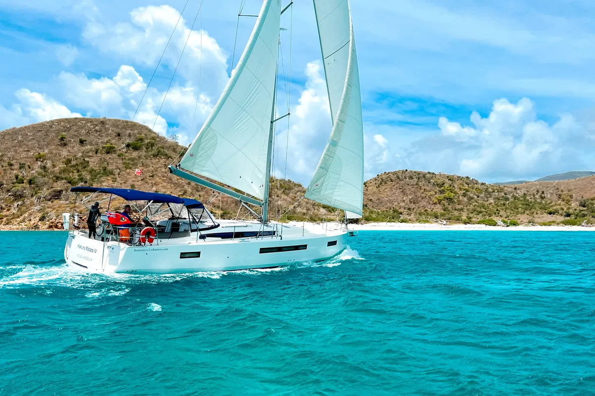 Exterior view of Hakuna Matata IV, a Jeanneau Sun Odyssey 490 sailboat at Road Town, British Virgin Islands