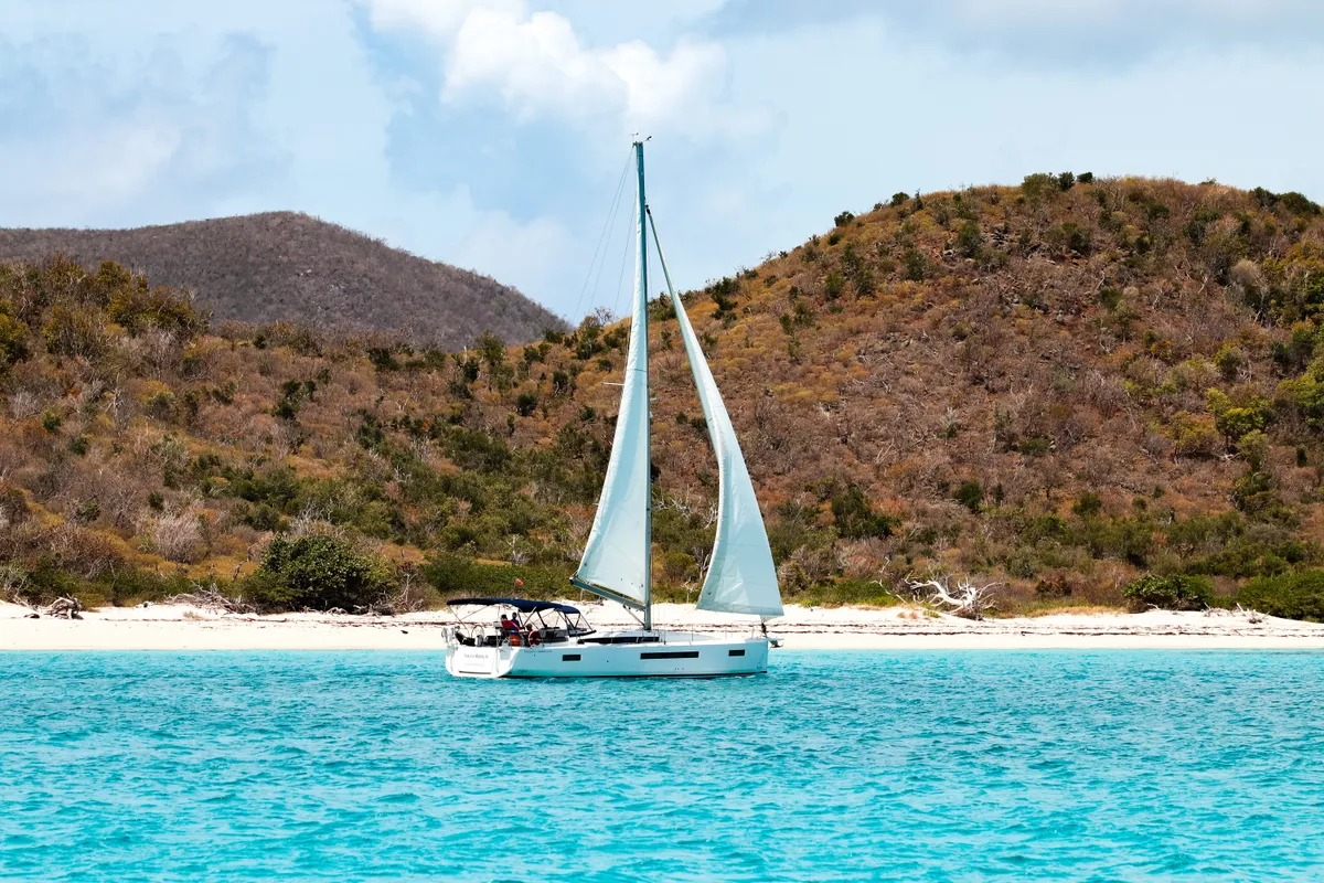 Exterior view of Hakuna Matata IV, a Jeanneau Sun Odyssey 490 sailboat at Road Town, British Virgin Islands