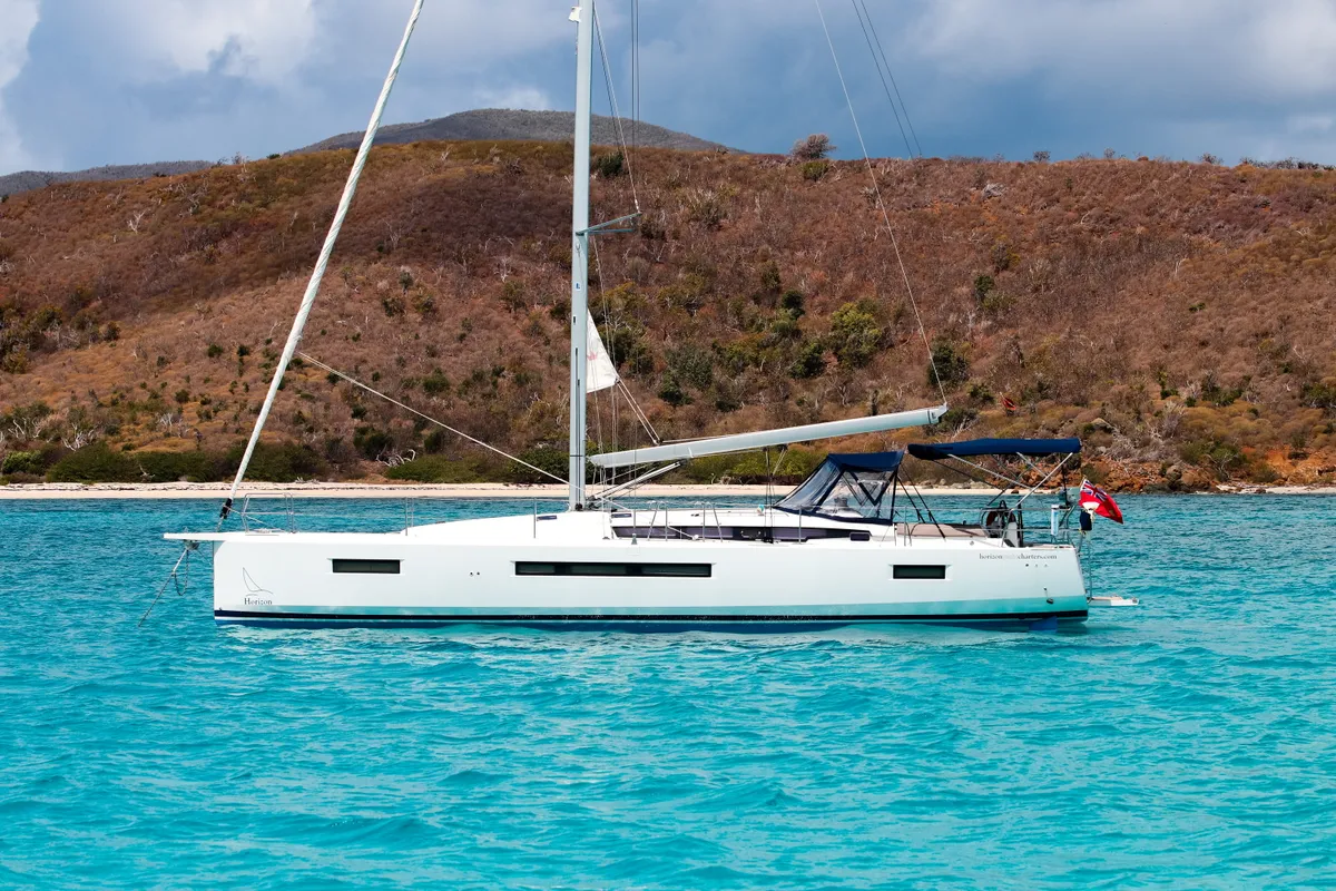 Exterior view of Hakuna Matata IV, a Jeanneau Sun Odyssey 490 sailboat at Road Town, British Virgin Islands