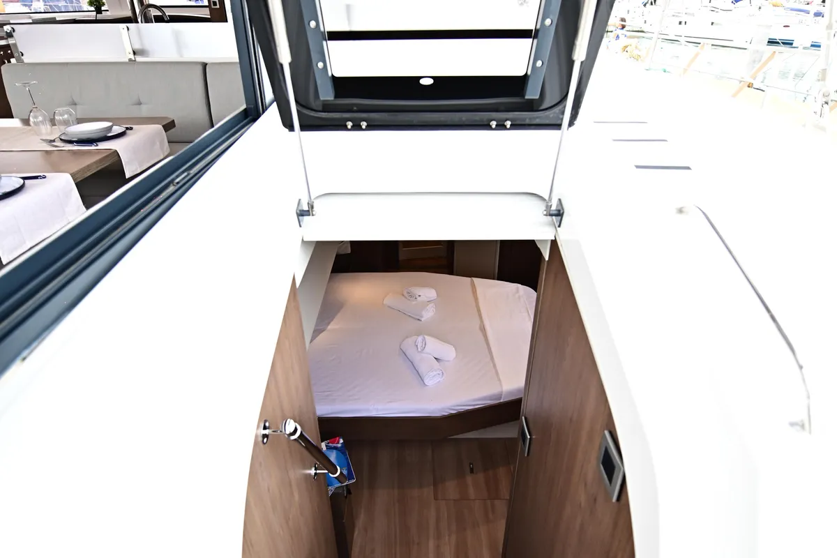 Cabin on Agatirno, a Bali 4.8 catamaran at Salerno, Italy