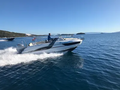 Exterior view of SUNdeck, a Beneteau Flyer 7.7 SUNdeck motorboat at Grad Trogir, Croatia