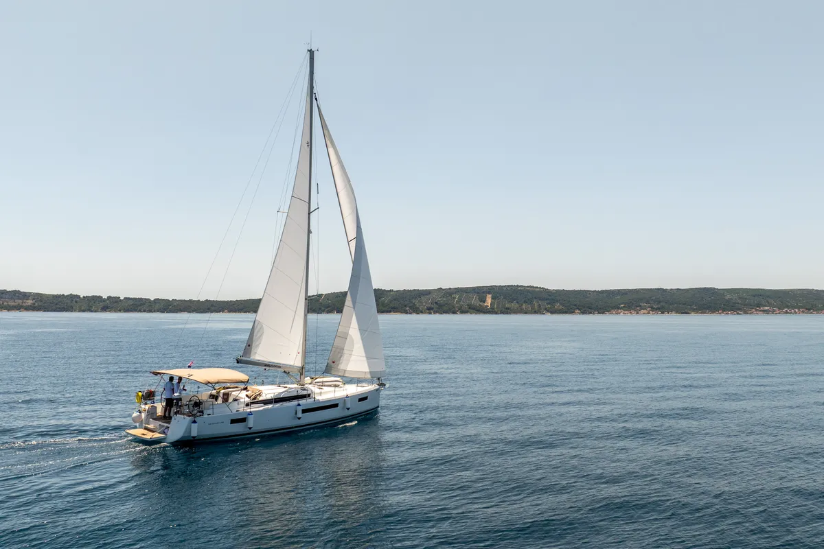 Exterior view of OSEJAVA, a Jeanneau Sun Odyssey 490 sailboat at Split, Croatia