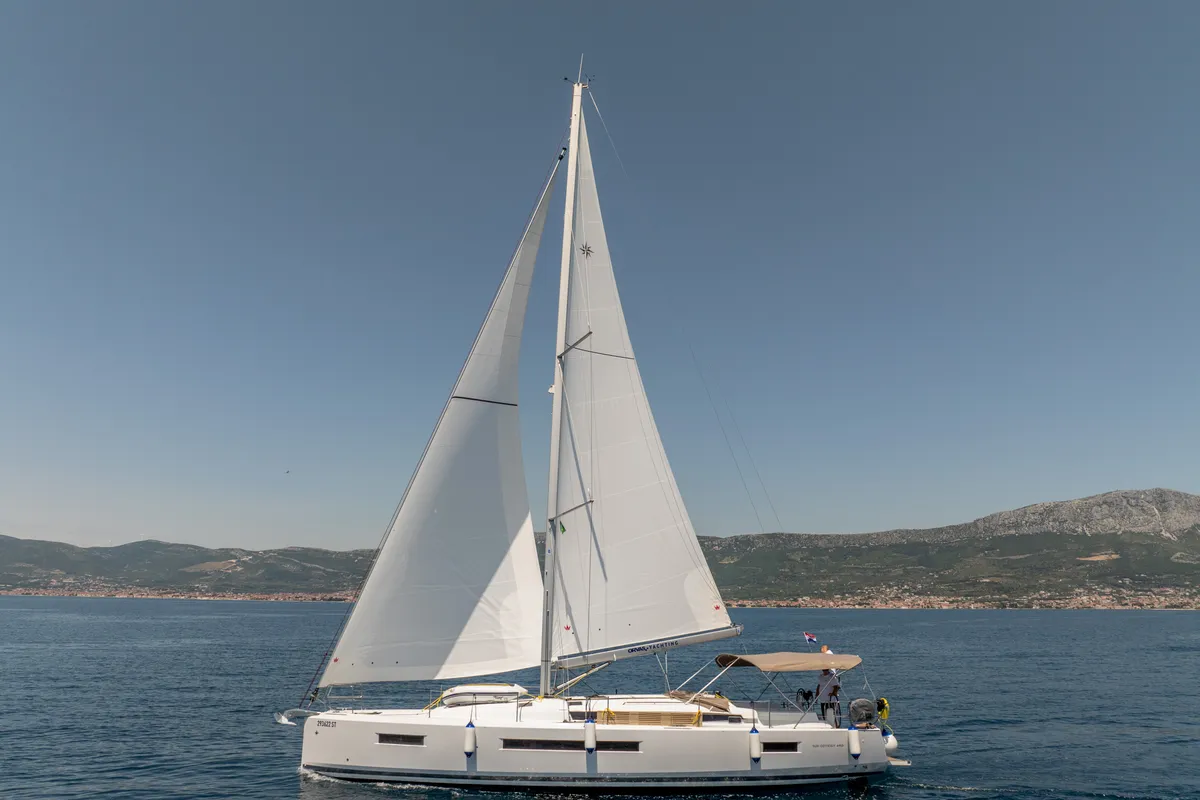 Exterior view of OSEJAVA, a Jeanneau Sun Odyssey 490 sailboat at Split, Croatia